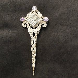 Marcasite and amethyst pin